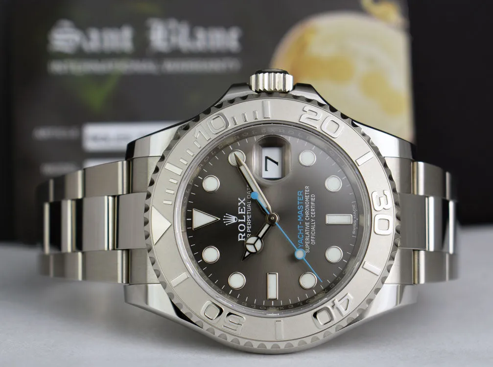 ROLEX 40mm Platinum & Stainless Steel Yachtmaster Rhodium Dial Model 116622