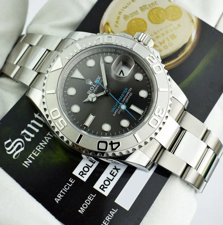 ROLEX 40mm Platinum & Stainless Steel Yachtmaster Rhodium Dial Model 116622