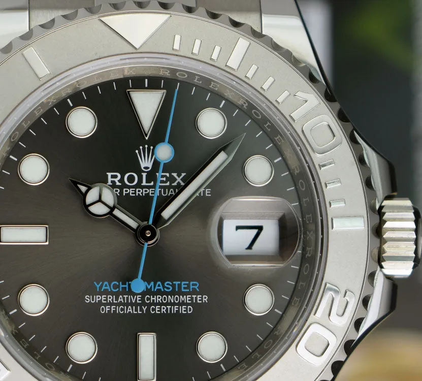 ROLEX 40mm Platinum & Stainless Steel Yachtmaster Rhodium Dial Model 116622