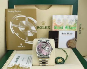 ROLEX REHAUT Mens Day Date 36 Platinum President MOP Diamond Model 118206