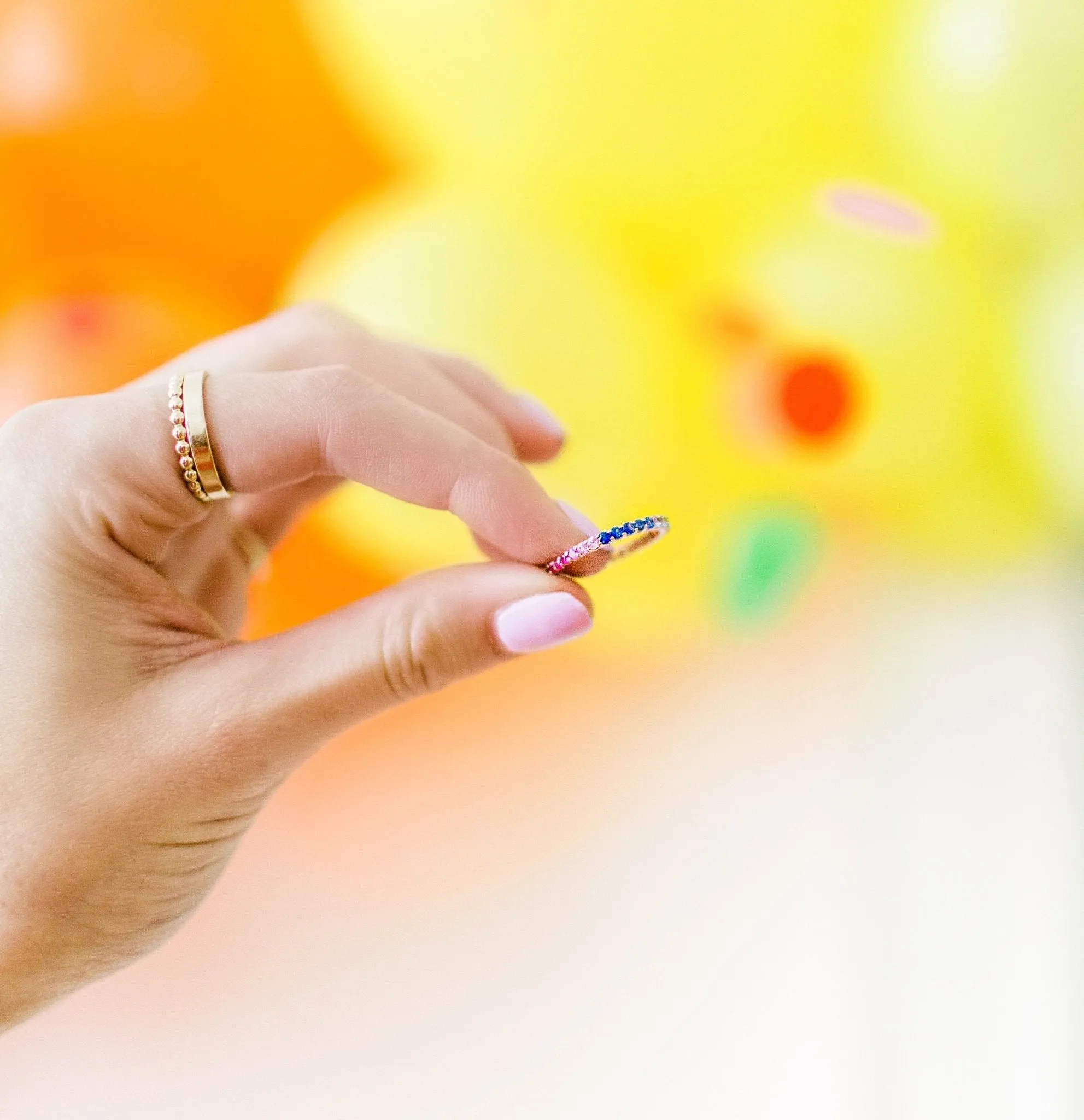 Sapphire Rainbow Ombré Ring