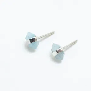 Silver Aquamarine Wrap Studs