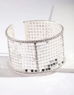 Silver Mesh Chain Cuff Bracelet