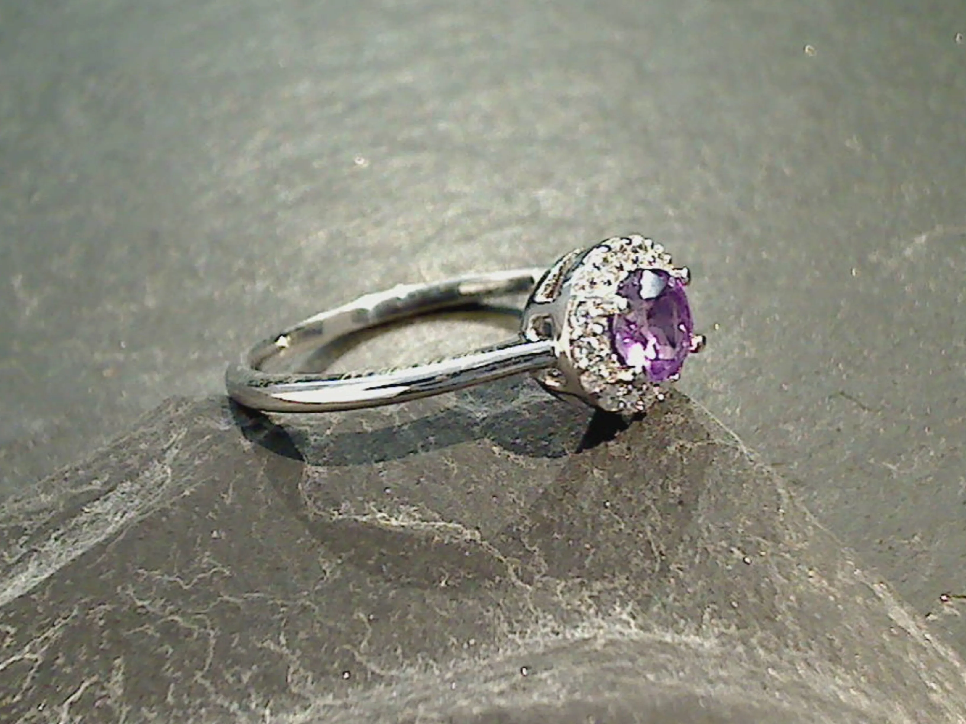 Size 6 Amethyst, CZ, Sterling Silver Ring