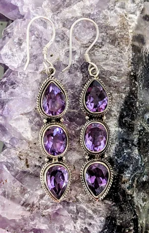 Sparkling Amethyst Drop Earrings