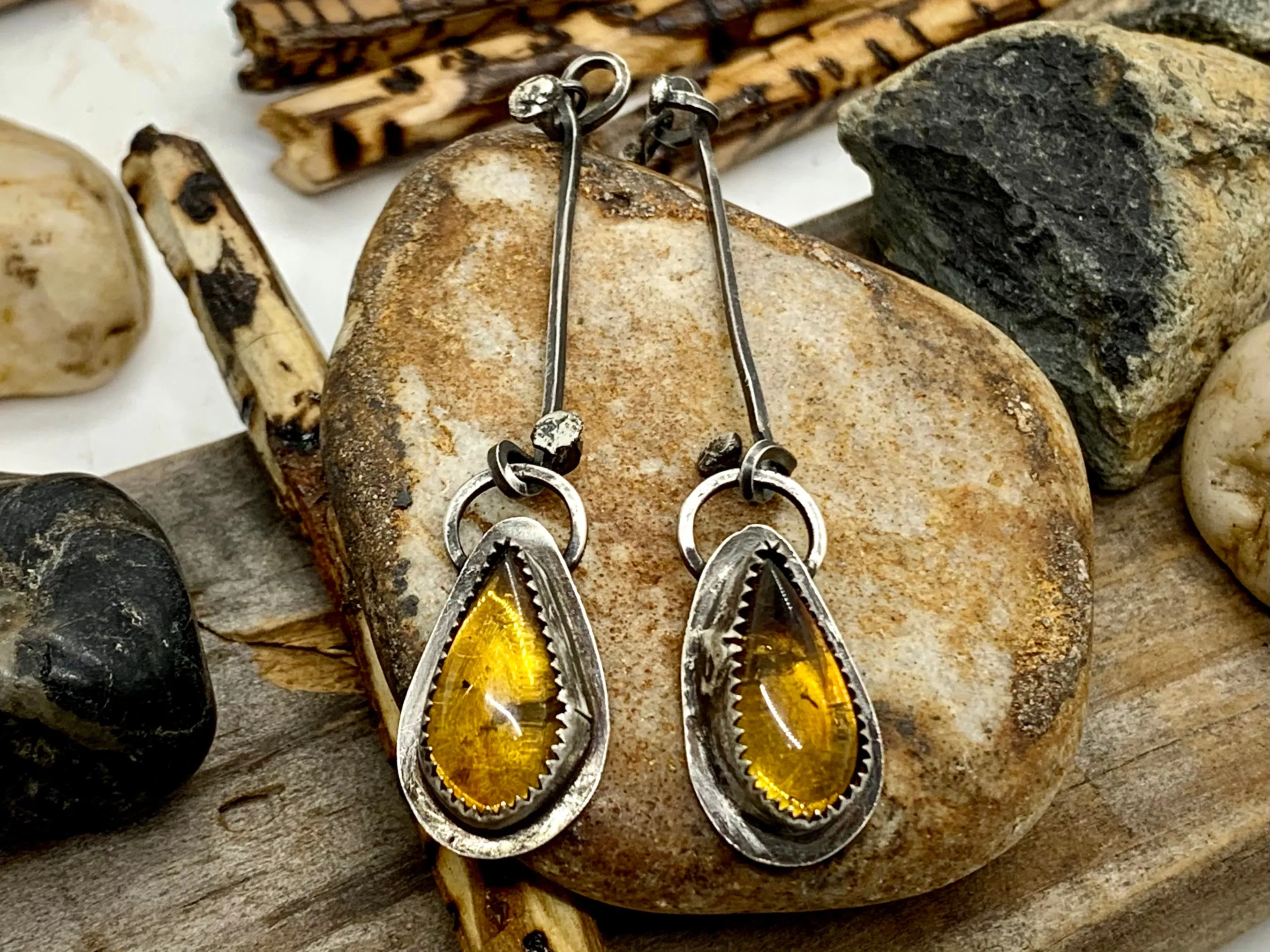 Sterling Silver Amber Earrings