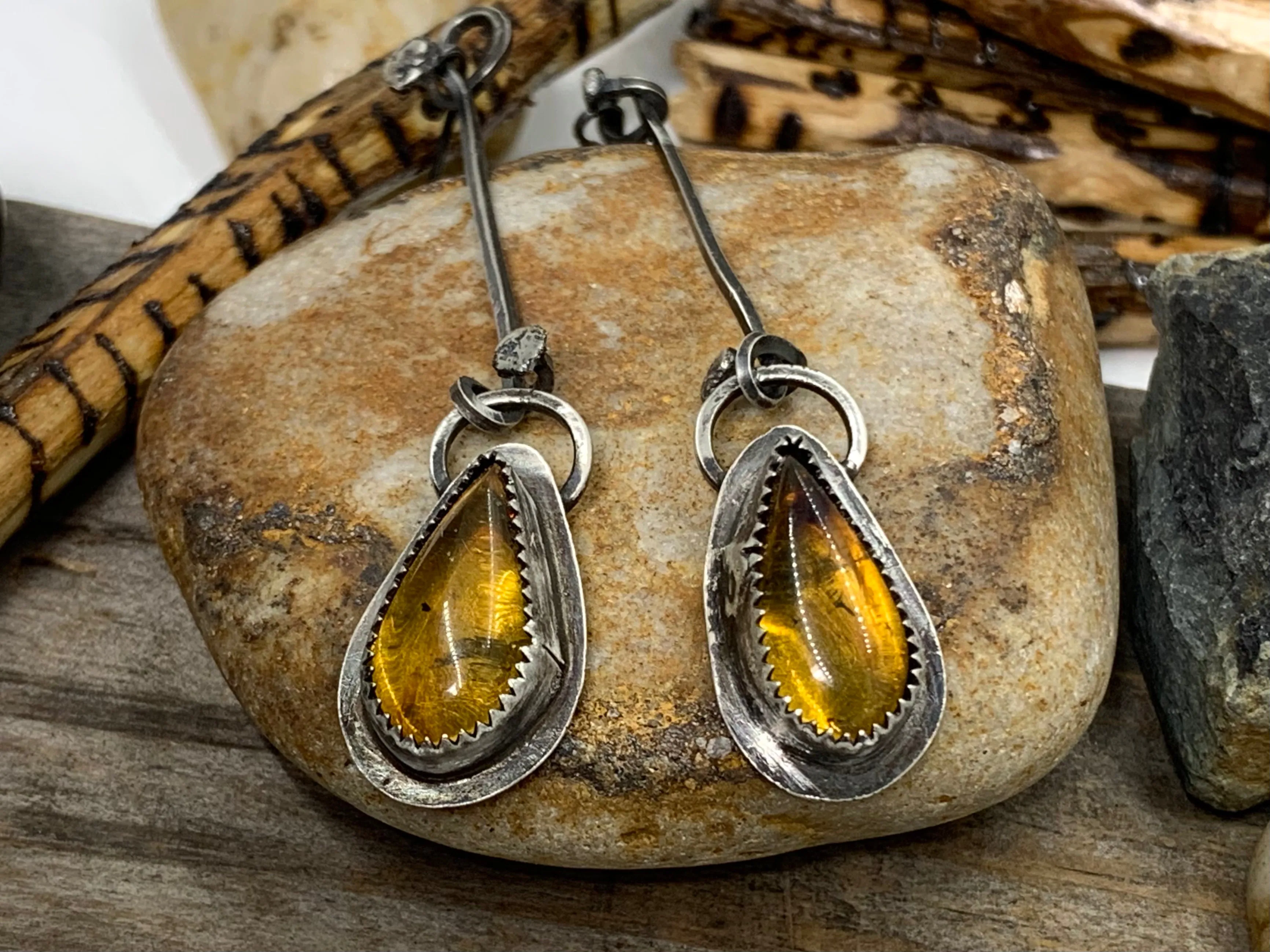 Sterling Silver Amber Earrings