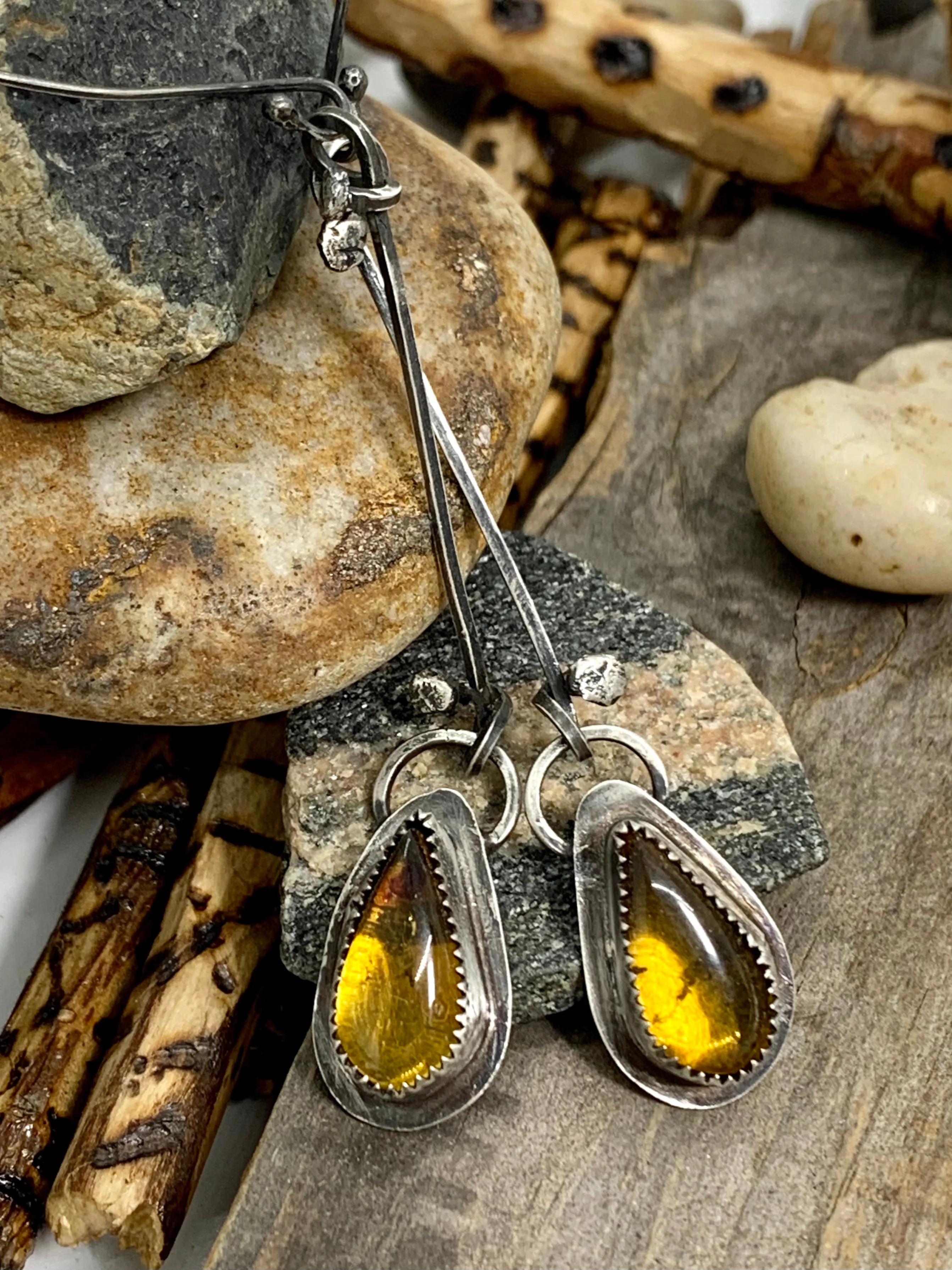 Sterling Silver Amber Earrings