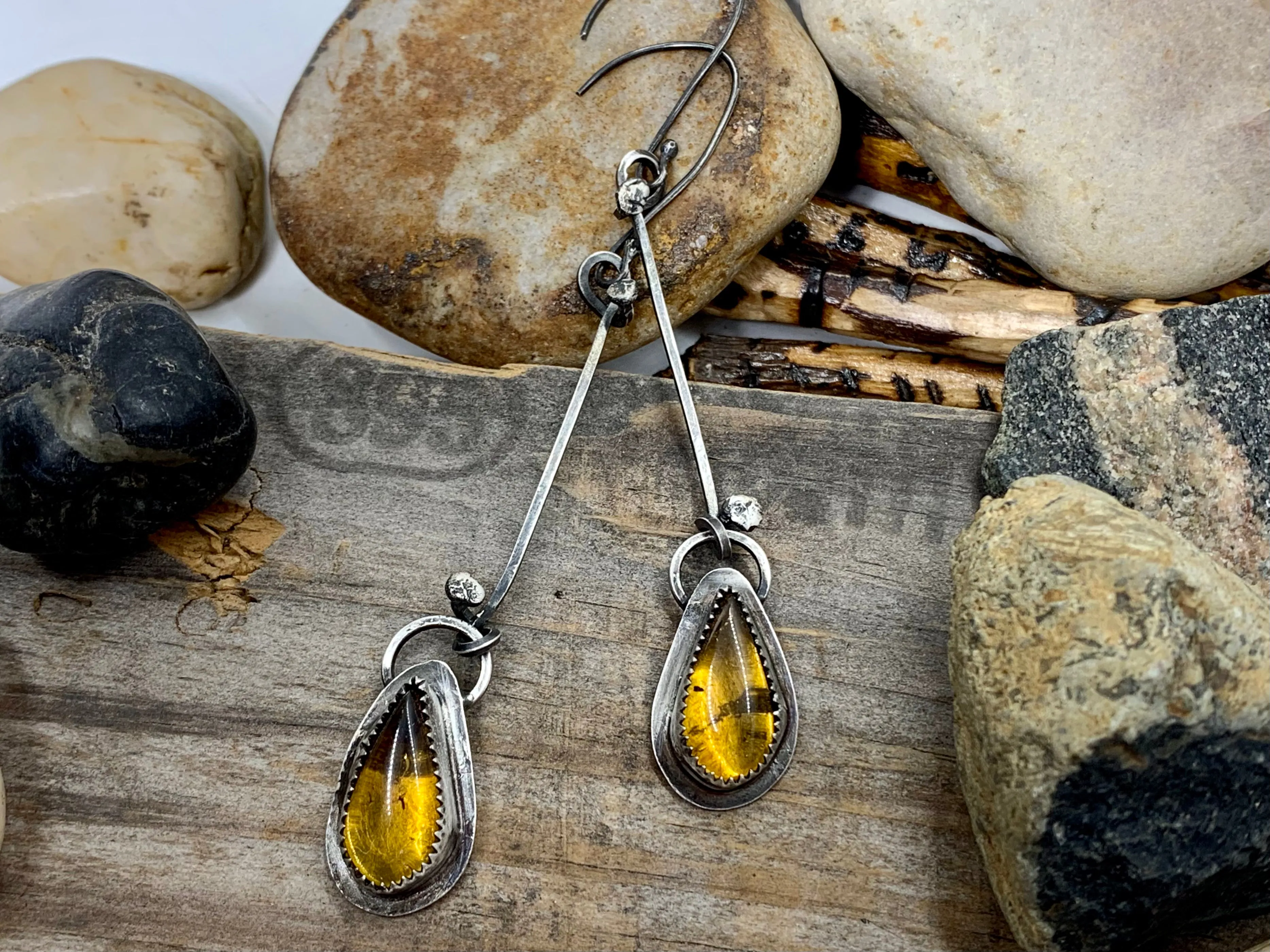 Sterling Silver Amber Earrings