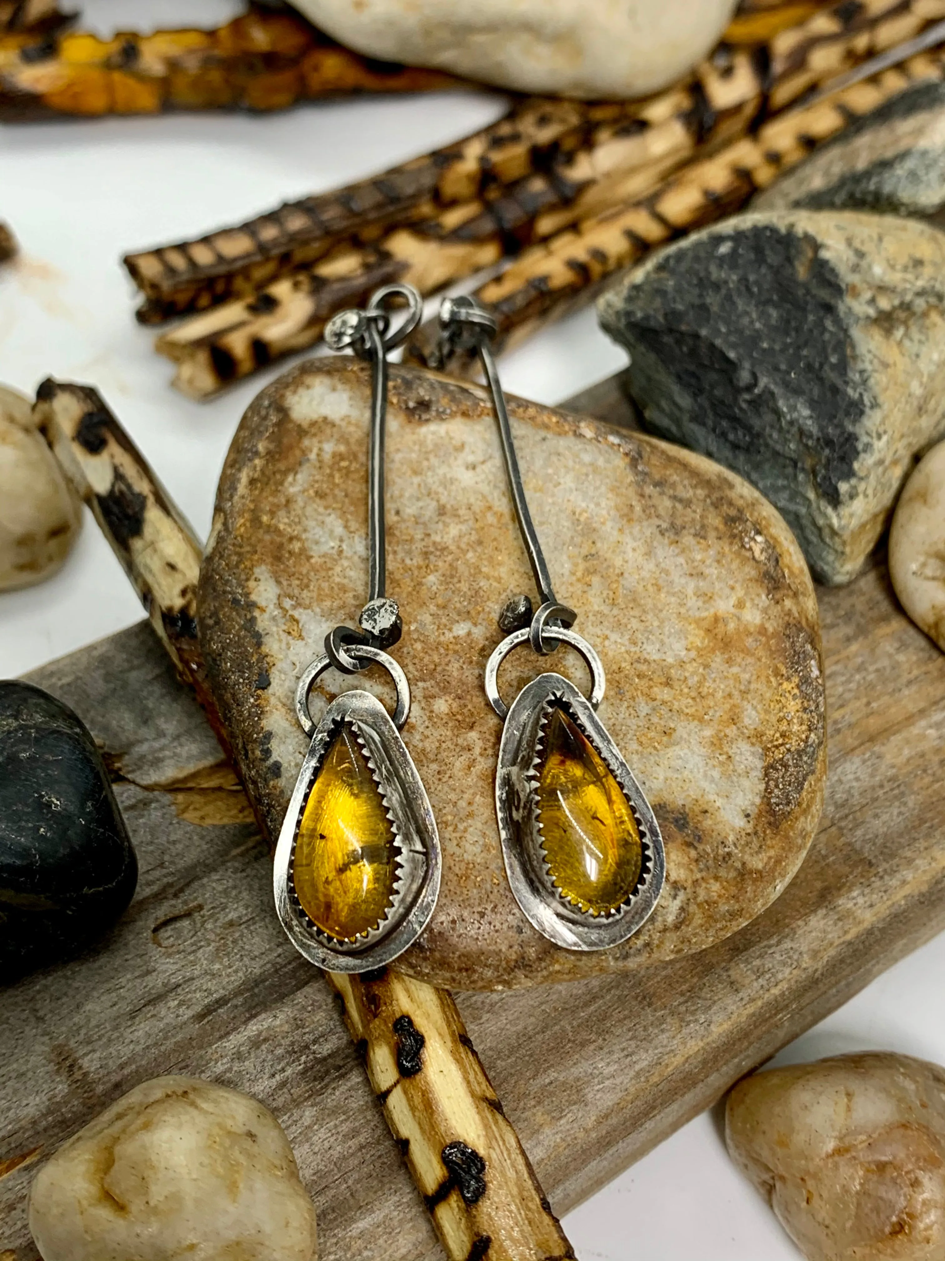 Sterling Silver Amber Earrings