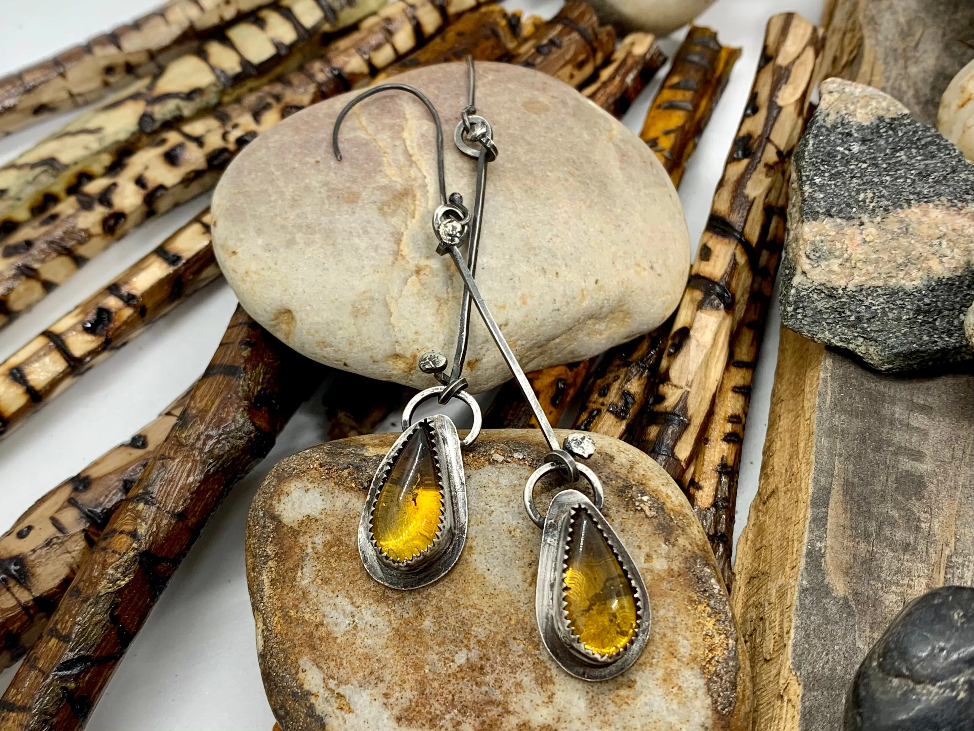 Sterling Silver Amber Earrings