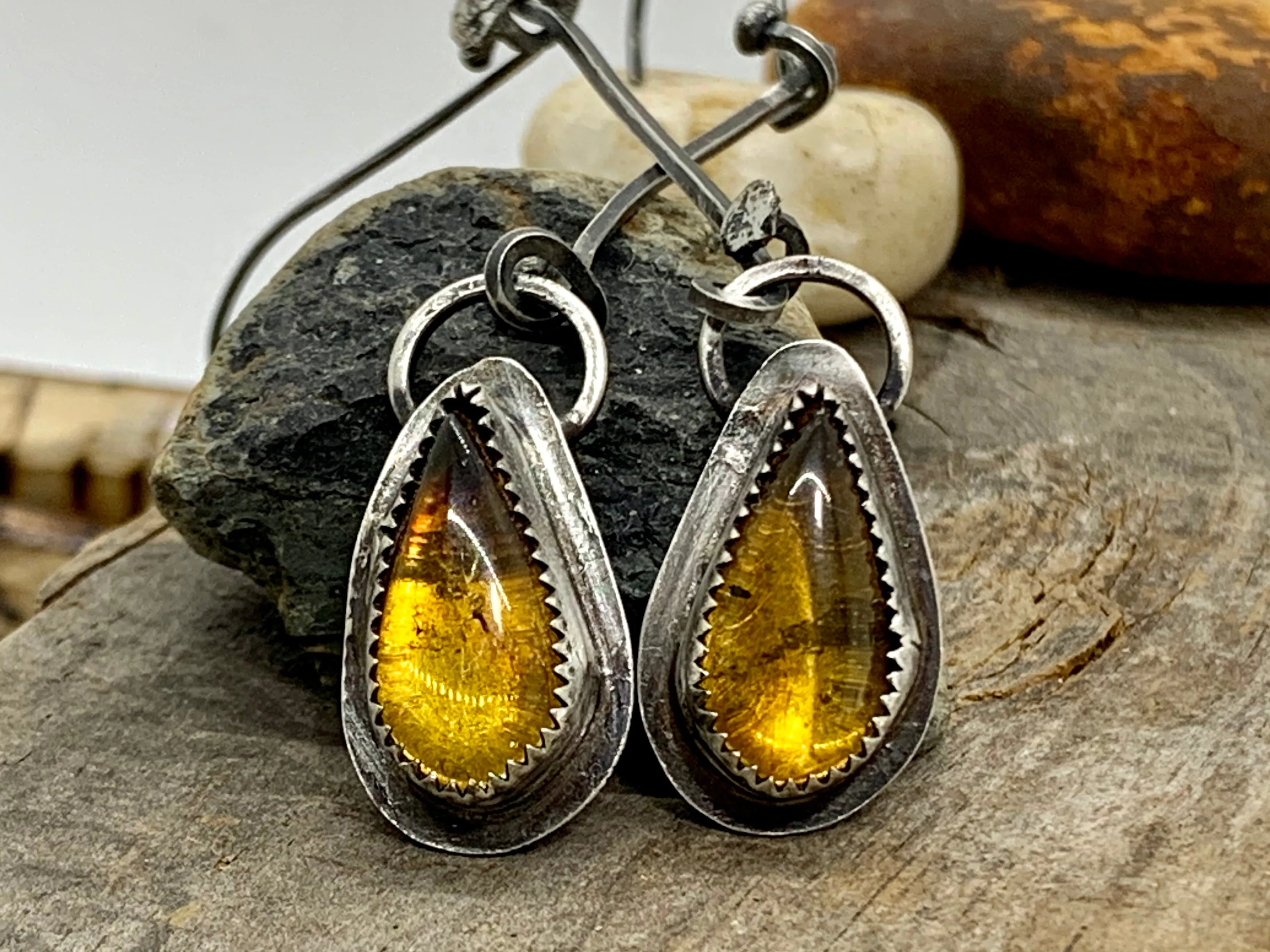 Sterling Silver Amber Earrings