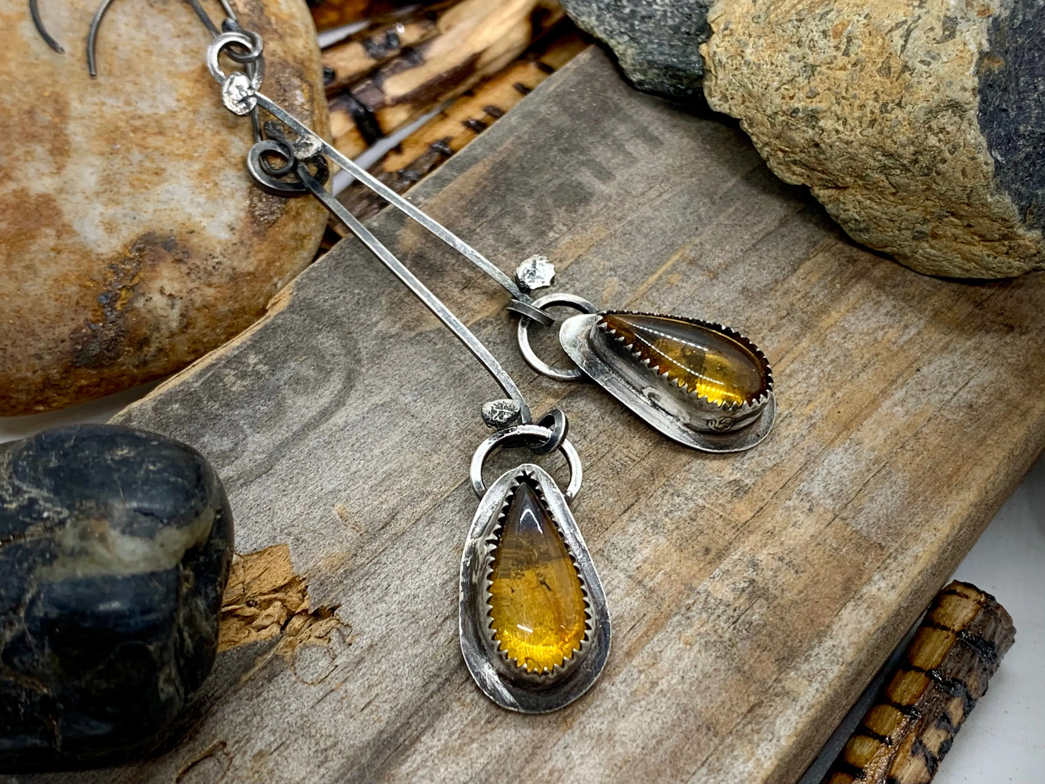 Sterling Silver Amber Earrings