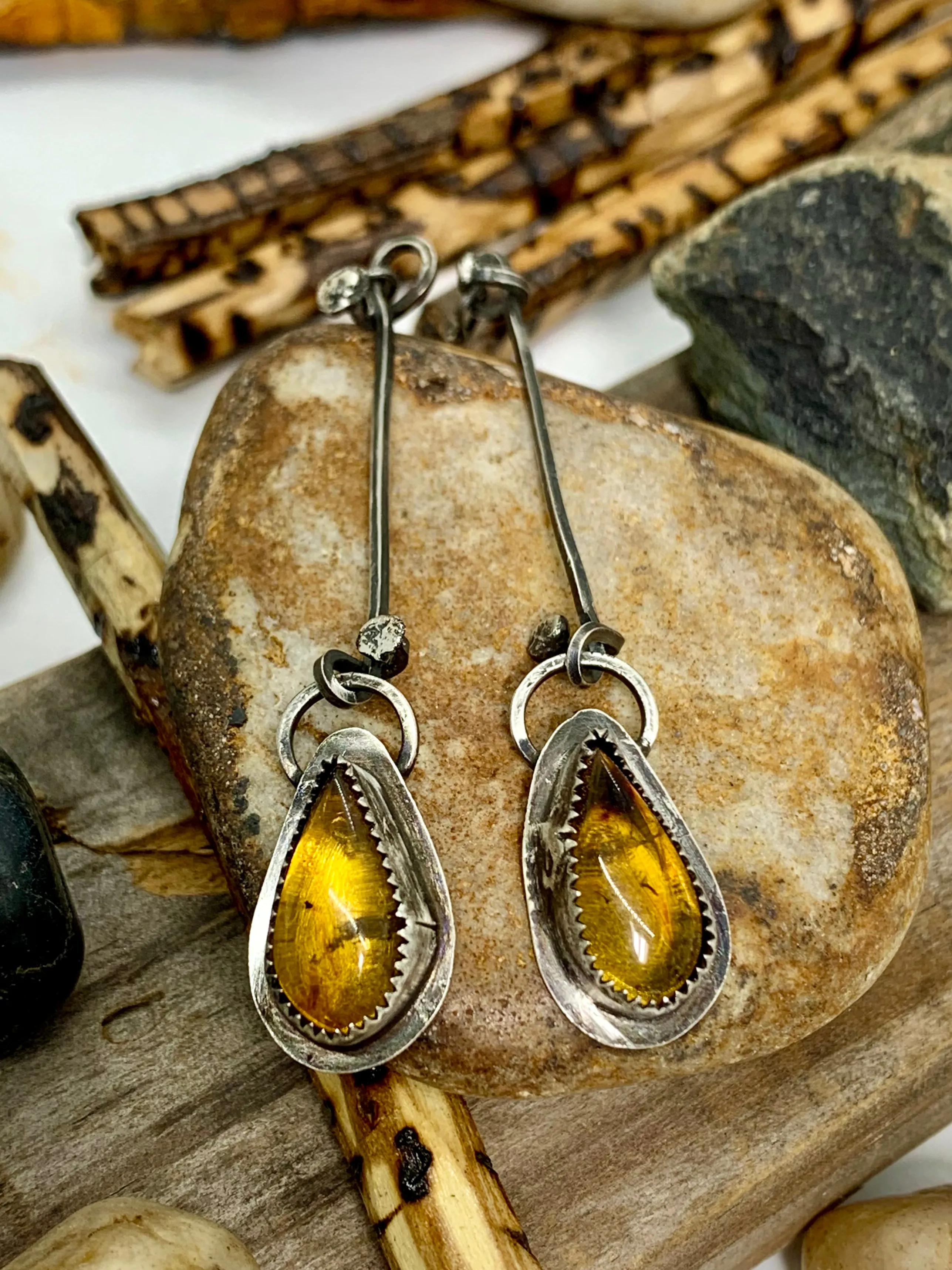 Sterling Silver Amber Earrings