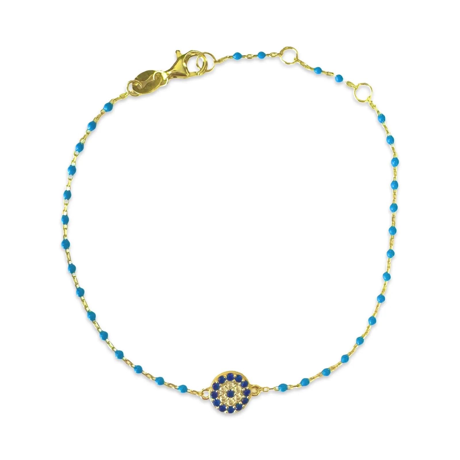 Sterling Silver Beaded Evil Eye Disc Color Bracelet