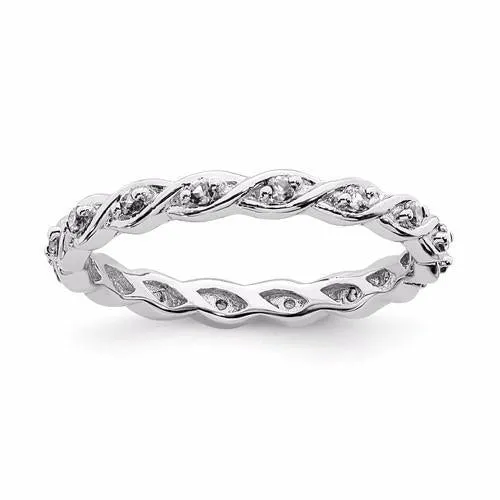 Sterling Silver Stackable Expressions April White Topaz Twist Band Eternity Ring