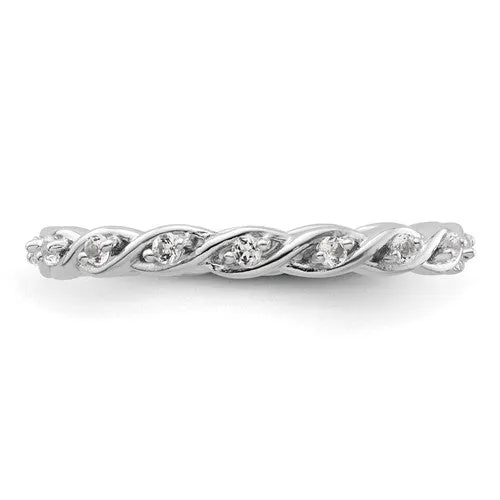 Sterling Silver Stackable Expressions April White Topaz Twist Band Eternity Ring