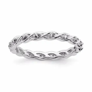 Sterling Silver Stackable Expressions April White Topaz Twist Band Eternity Ring