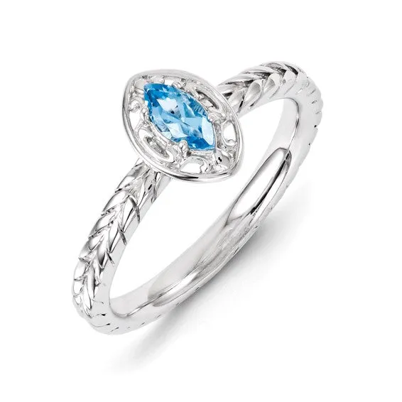 Sterling Silver Stackable Expressions Blue Topaz Marquise Ring