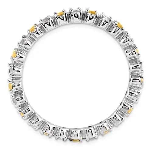 Sterling Silver Stackable Expressions Citrine & Diamond Alternating Eternity Ring