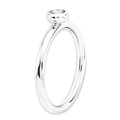 Sterling Silver Stackable Expressions Low 4mm Round White Topaz Ring