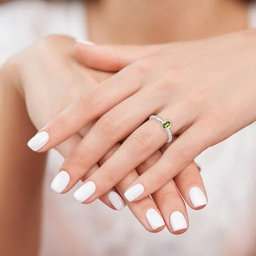 Sterling Silver Stackable Expressions Low Oval Peridot Ring