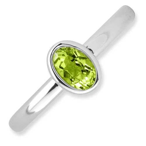 Sterling Silver Stackable Expressions Low Oval Peridot Ring