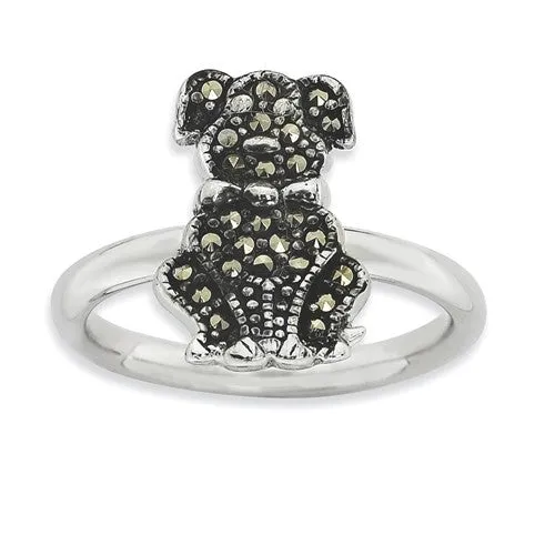 Sterling Silver Stackable Expressions Marcasite Dog Ring