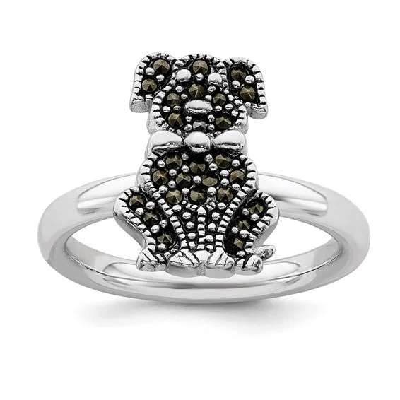 Sterling Silver Stackable Expressions Marcasite Dog Ring