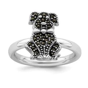 Sterling Silver Stackable Expressions Marcasite Dog Ring