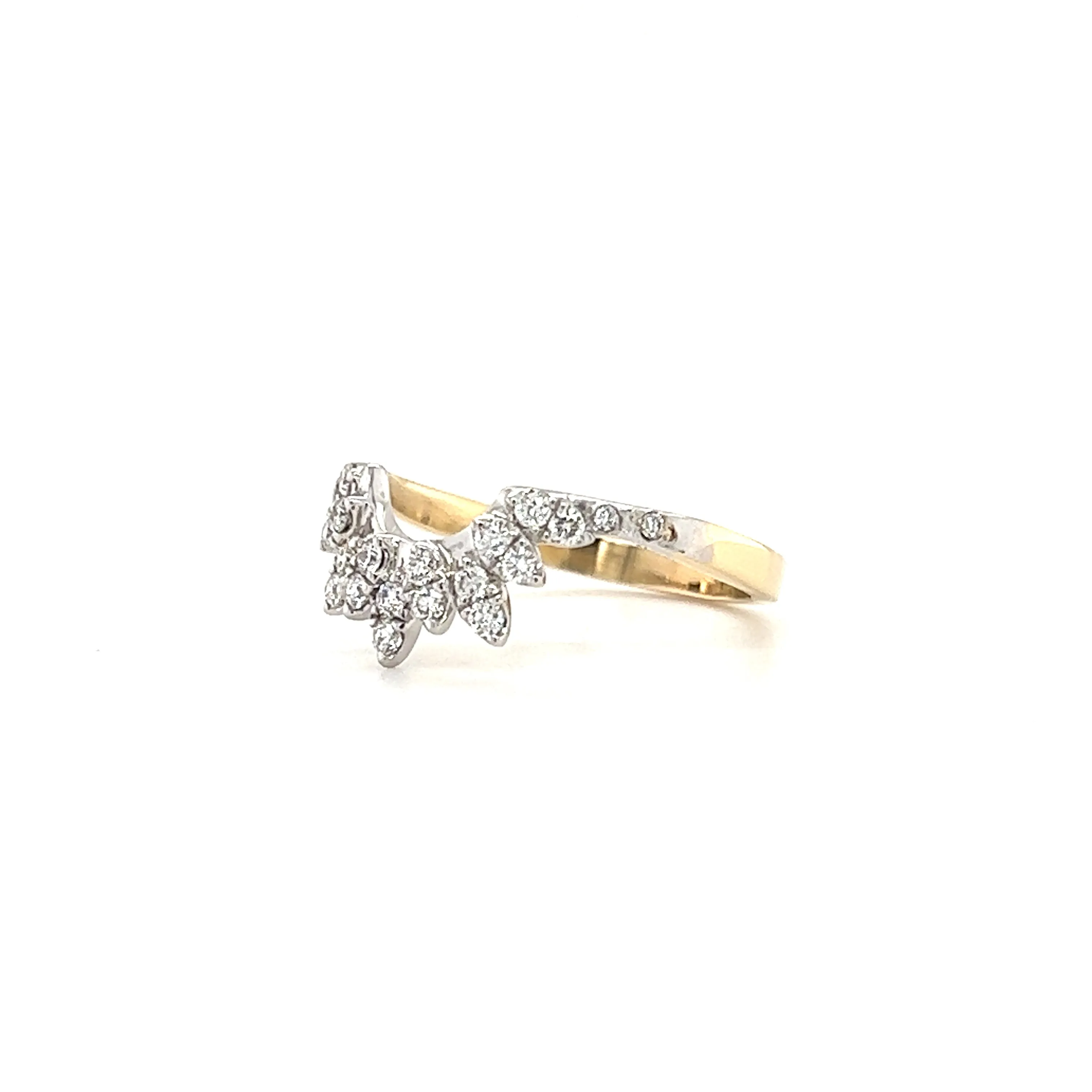 Sunburst Diamond Ring with Twenty-Two Diamonds in 14K Yellow and White Gold