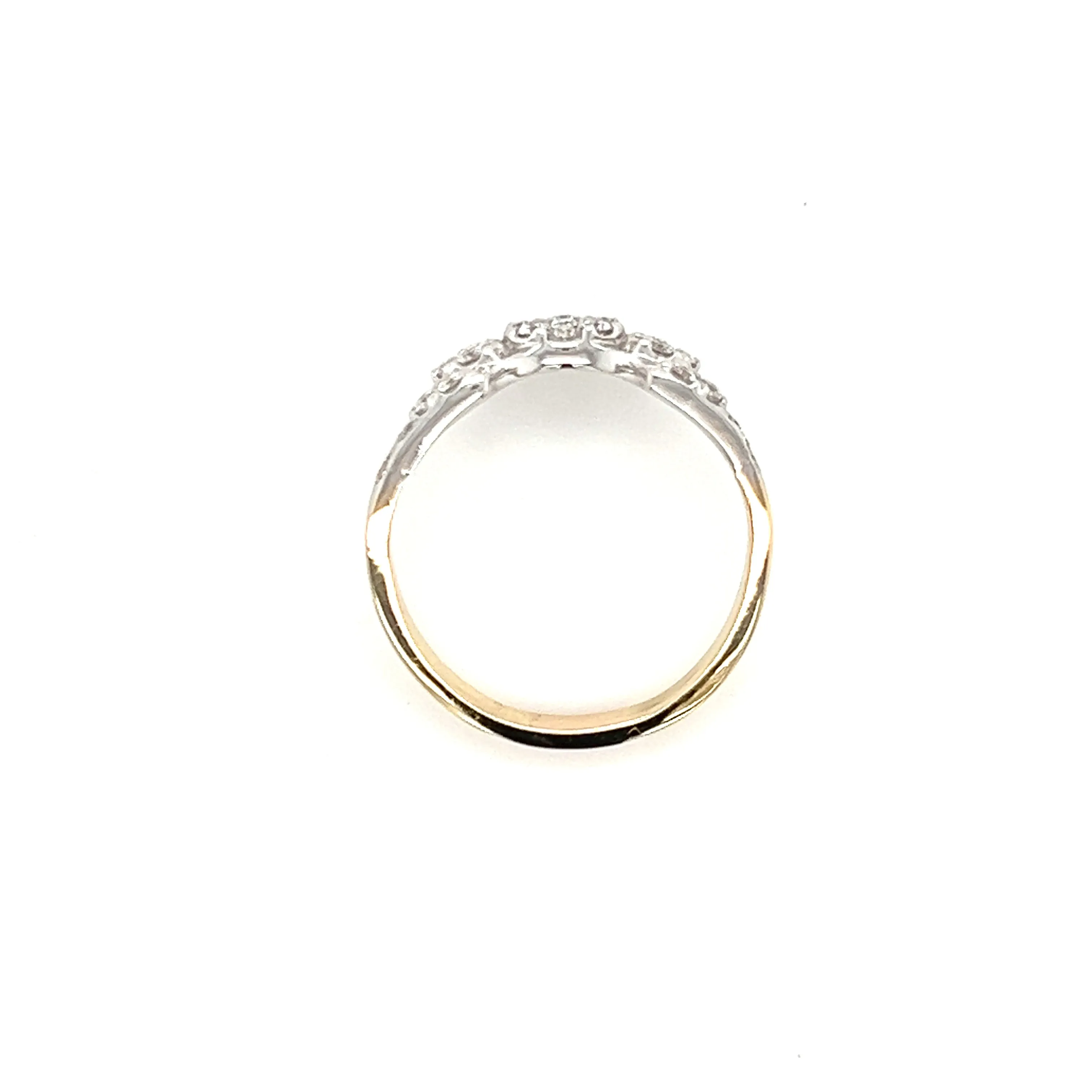 Sunburst Diamond Ring with Twenty-Two Diamonds in 14K Yellow and White Gold