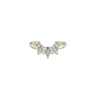 Sunburst Diamond Ring with Twenty-Two Diamonds in 14K Yellow and White Gold