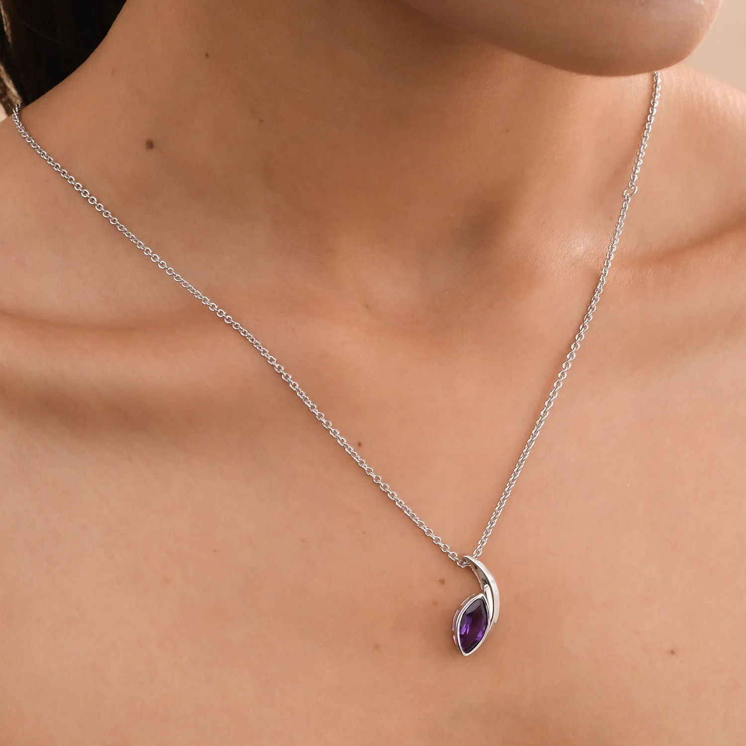 Surf Moon Pendant with Amethyst