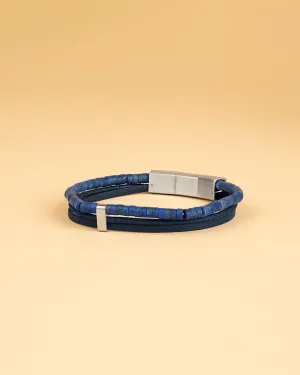 Triple bracelet with Italian leather and 2mm Lapis Lazuli stone