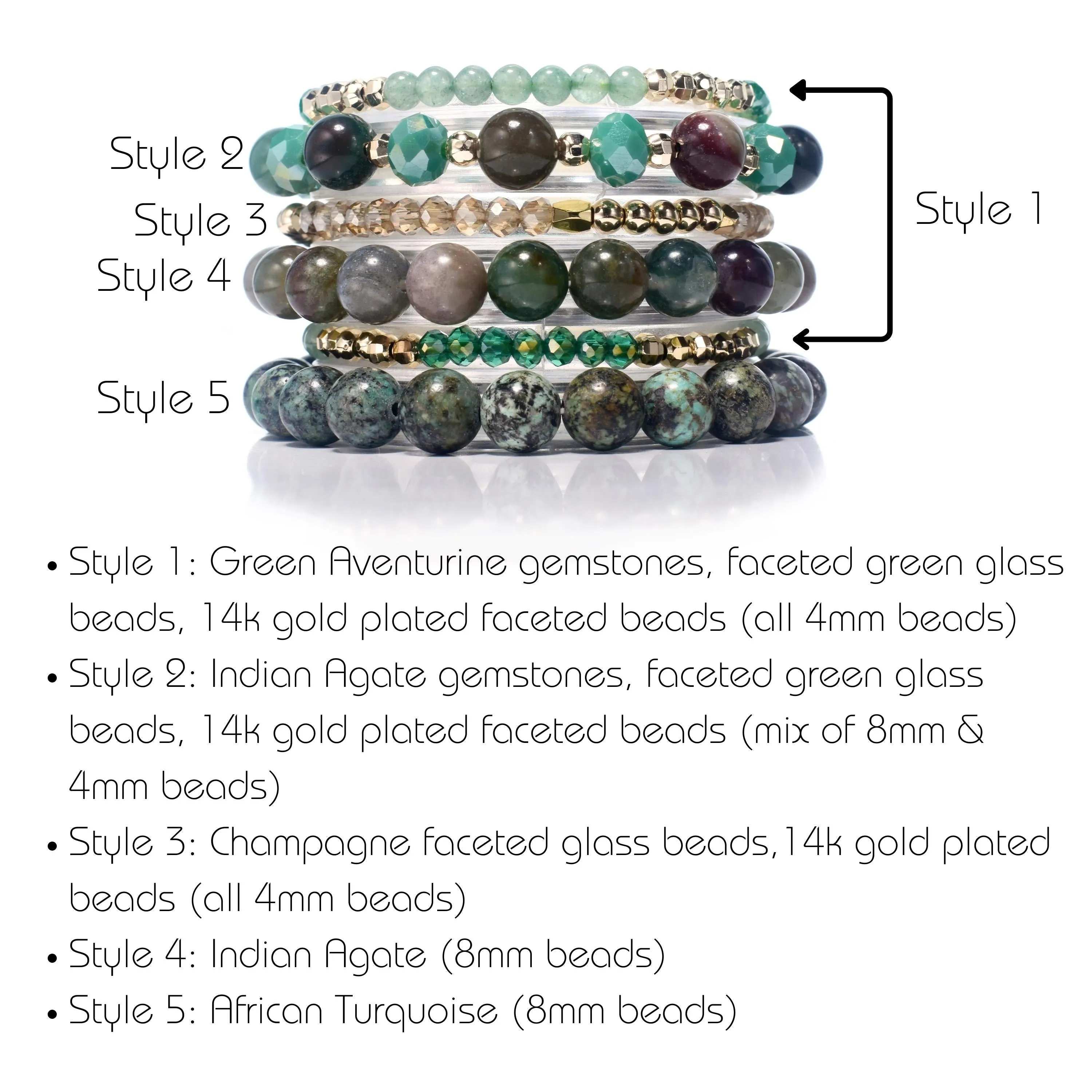 Triple Earth Crystals Peace, Love, Abundance Build-Your-Own Bracelet Set