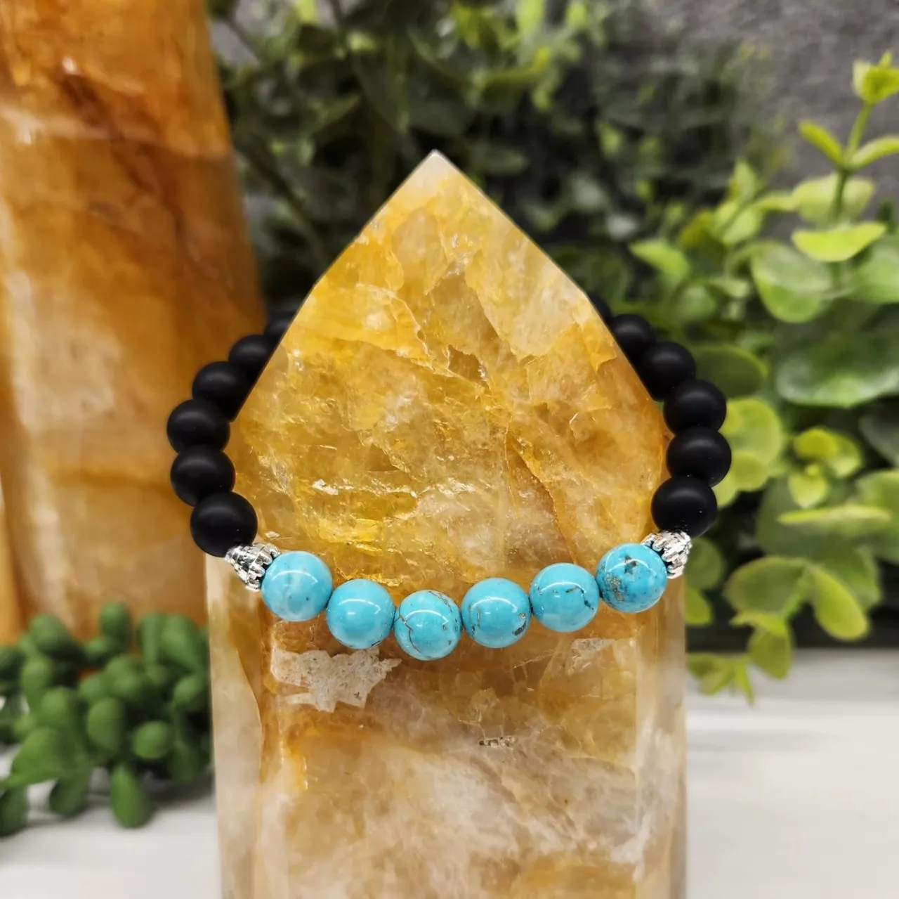 Turquoise & Matte Black Obsidian Bracelet - Harmony | Protection | Self-Awareness