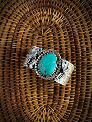 Turquoise Arrow & Feather Cuff Bracelet