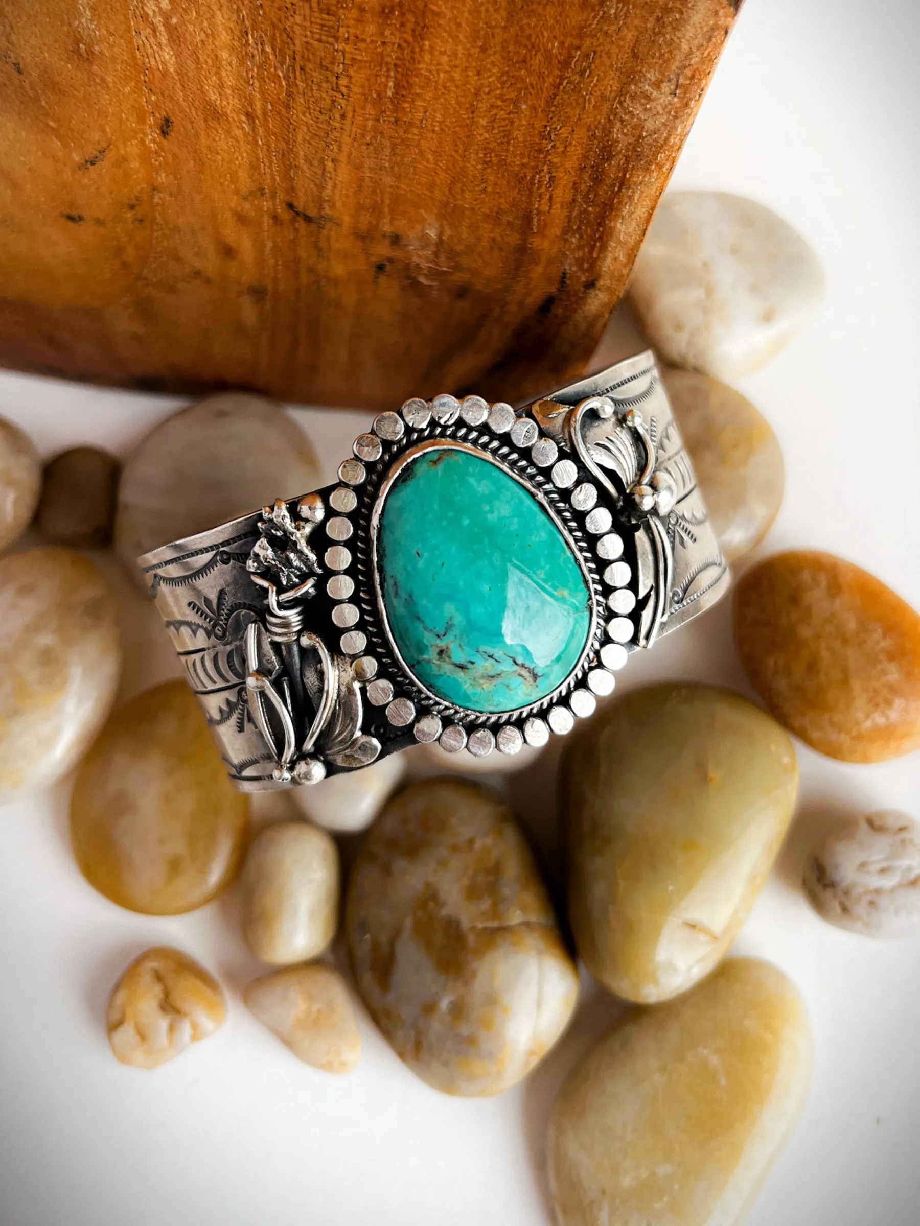 Turquoise Arrow & Feather Cuff Bracelet