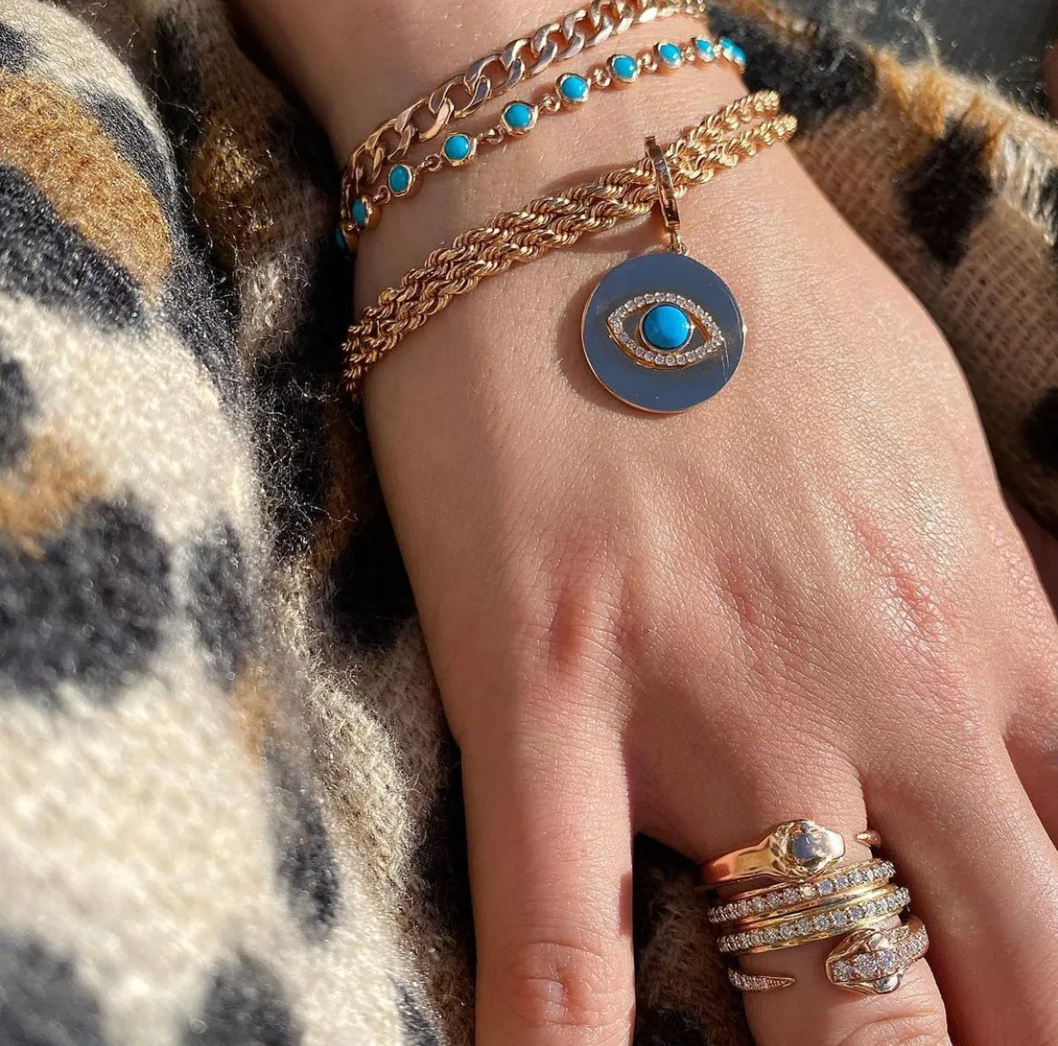 Turquoise Evil Eye Disc Charm