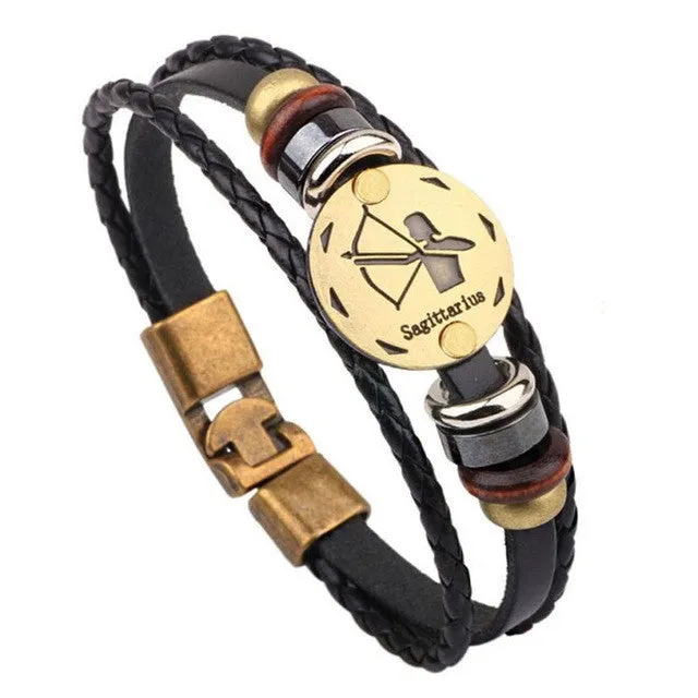 Twelve constellations bracelet  Bracelet Fashion Jewelry Leather Bracelet Personality Bracelet wristband