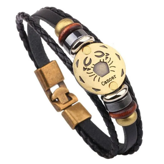 Twelve constellations bracelet  Bracelet Fashion Jewelry Leather Bracelet Personality Bracelet wristband