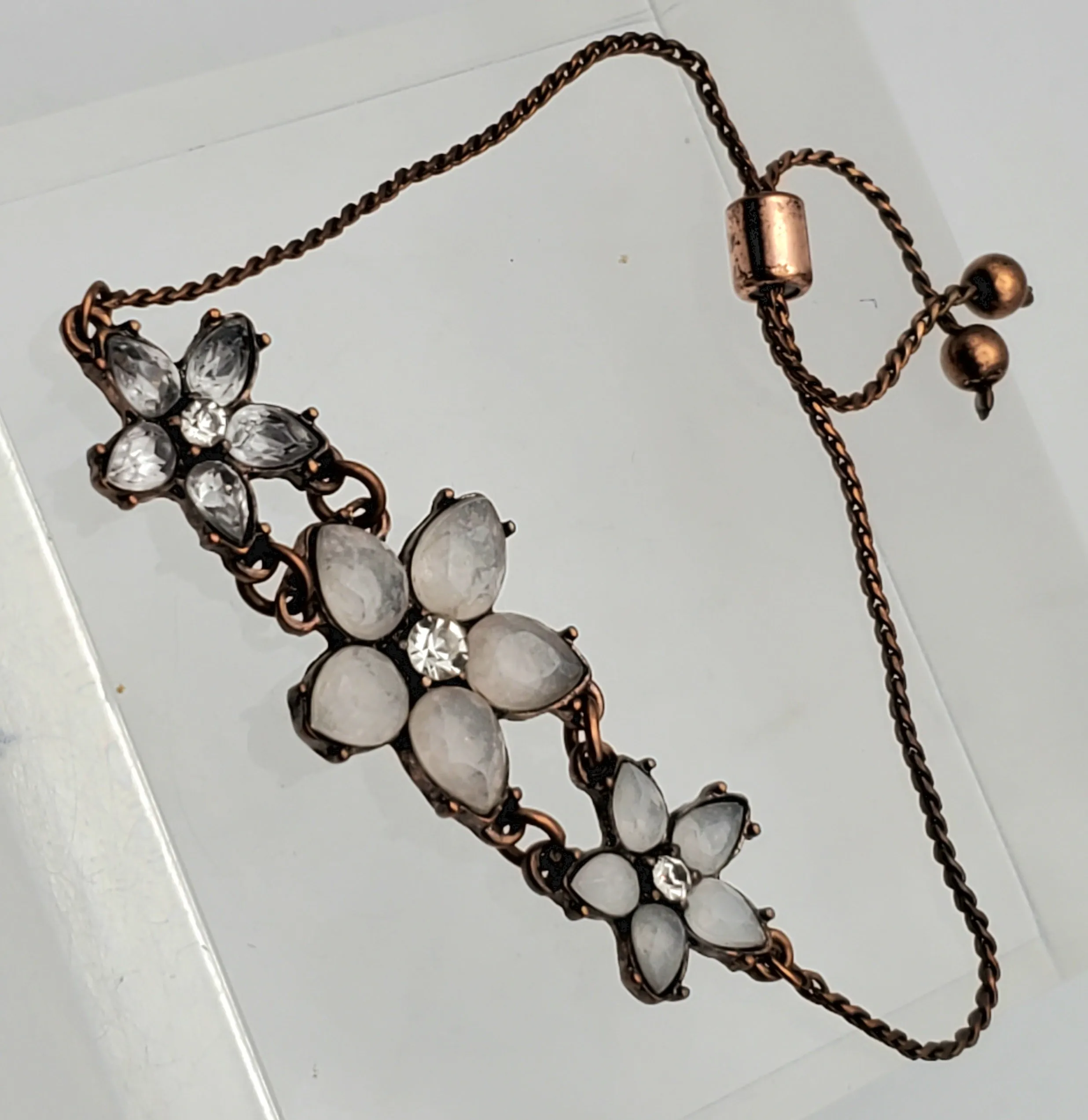 Vintage Floral Copper Lariat Bracelet