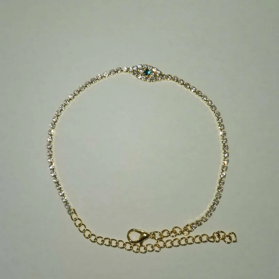 Vintage Gold-Plated Rhinestone Ethnic Style Anklet