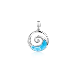 Wave Pendant, Sterling & Larimar